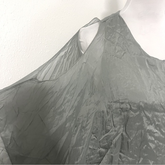 Gigi Moda Made in Italy Seta Spalla Blouse Top XL Gray 100% Silk Lightweight EUC - Picture 4 of 11